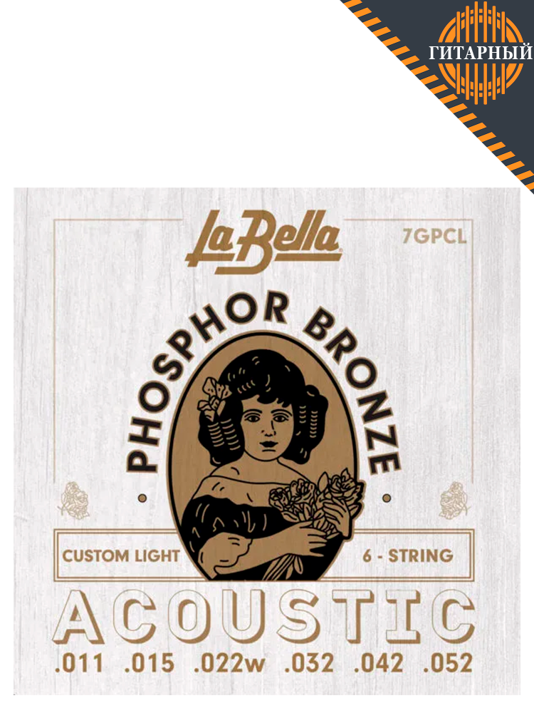 LA BELLA 7GPCL Custom Light 11-52 фосфорная бронза — Струны для акустической гитары
