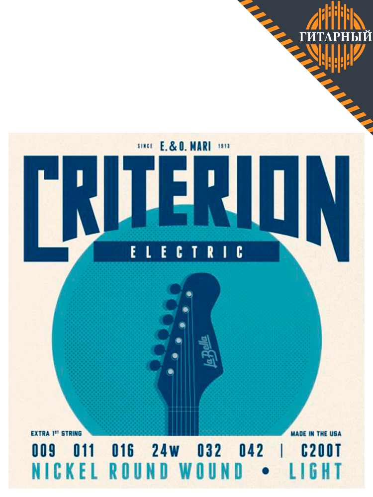 La Bella C200T Criterion Light, 9-42, дополнительные 1 и 2 струна, никелированные — Струны для электро-гитары