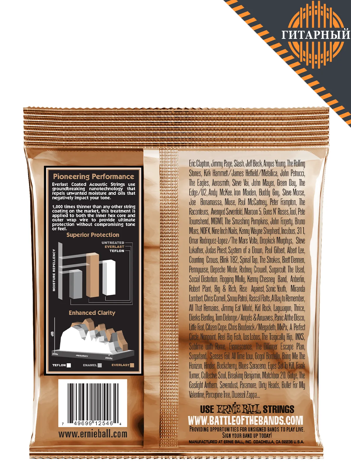 Ernie Ball 2546 Ph Bronze 12-54 — Струны акустической гитары (обратная сторона)