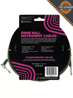 Ernie Ball 6077 3м 6.35 моно чёрно-зеленый — Кабель инструментальный (обратная сторона)